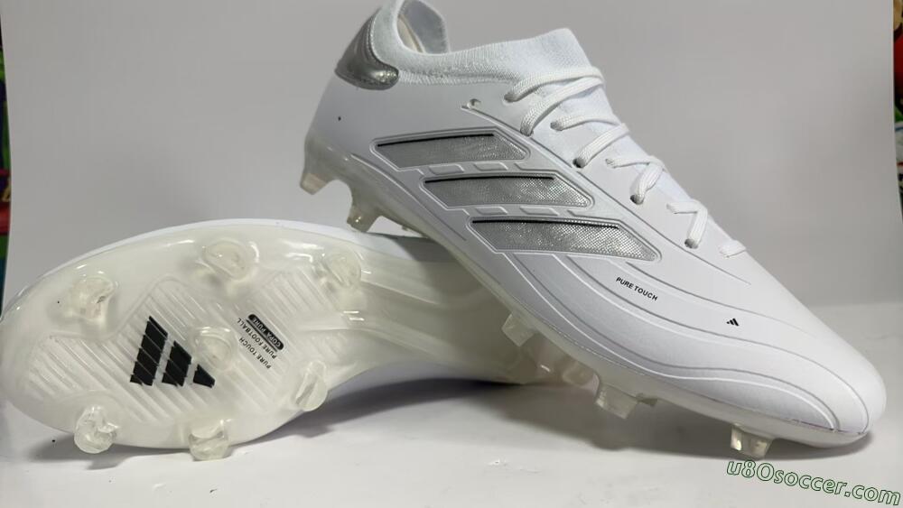 Adidas Copa Pure 2+ FG Firm Ground Soccer Cleats - White/Silver/Black