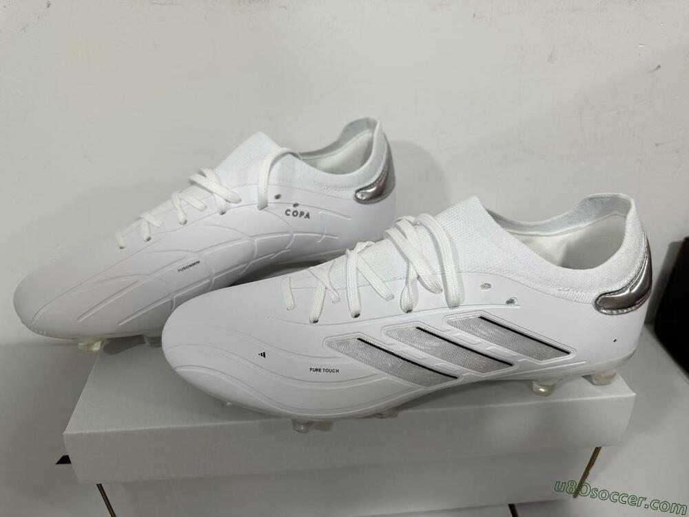 Adidas Copa Pure 2+ FG Firm Ground Soccer Cleats - White/Silver/Black
