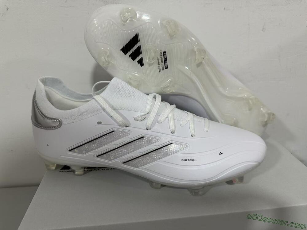 Adidas Copa Pure 2+ FG Firm Ground Soccer Cleats - White/Silver/Black