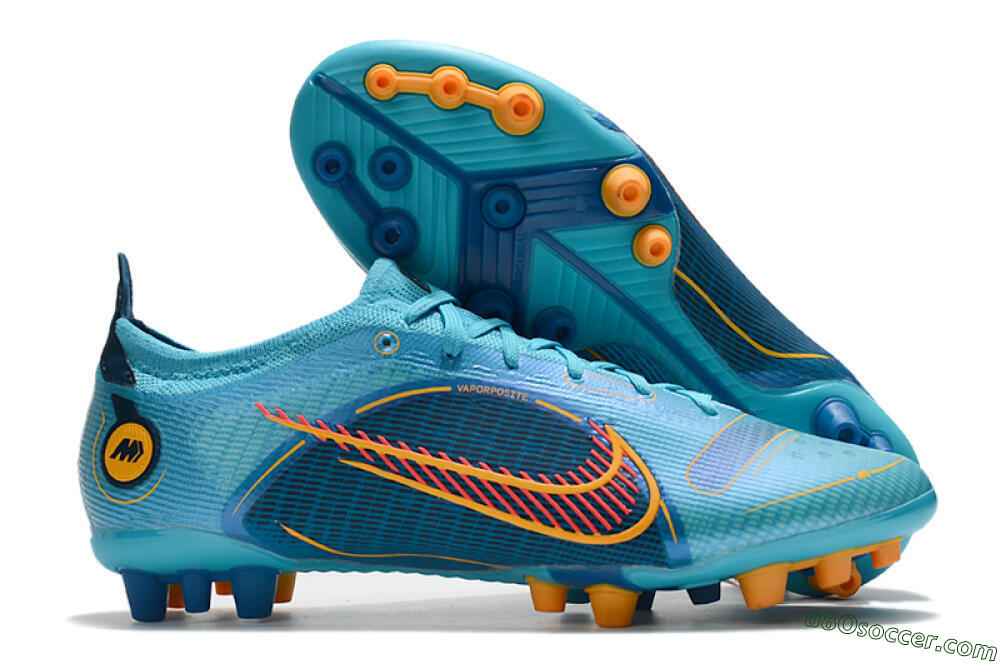 Nike Mercurial Vapor 14 Elite AG Artificial Grass Soccer Cleats - Blue/Yellow/Red 1