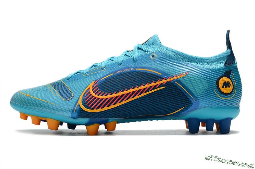 Nike Mercurial Vapor 14 Elite AG Artificial Grass Soccer Cleats - Blue/Yellow/Red 2