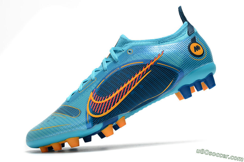 Nike Mercurial Vapor 14 Elite AG Artificial Grass Soccer Cleats - Blue/Yellow/Red 5