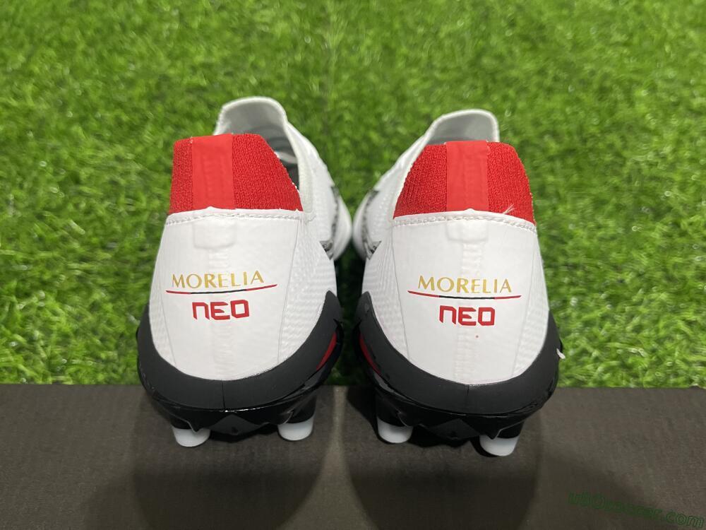 Mizuno Morelia Neo 4 FG Firm Ground Soccer Cleats - White/Black/Red