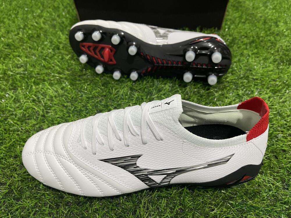 Mizuno Morelia Neo 4 FG Firm Ground Soccer Cleats - White/Black/Red