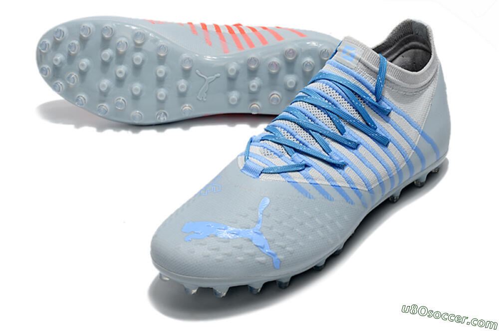 Puma Future Z 1.1 AG Artificial Grass Soccer Cleats - Grey/Blue 3