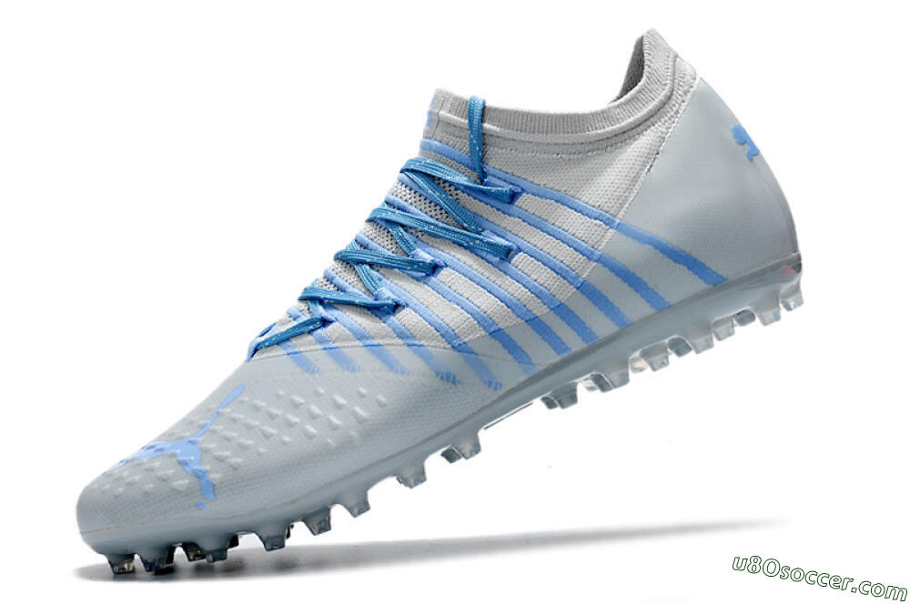 Puma Future Z 1.1 AG Artificial Grass Soccer Cleats - Grey/Blue 5