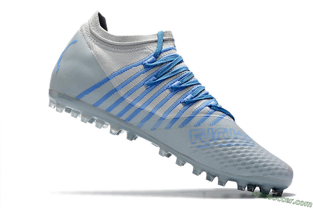 Puma Future Z 1.1 AG Artificial Grass Soccer Cleats - Grey/Blue 4