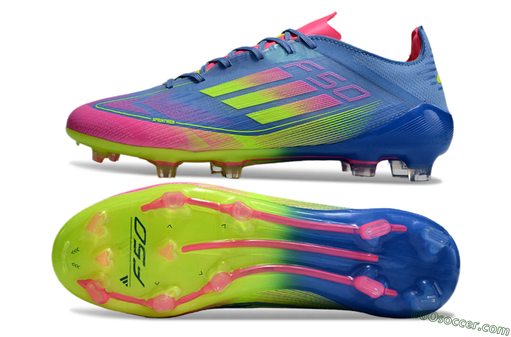 Adidas F50 Elite TF Artificial Turf Soccer Shoes - Blue/Pink/Yellow 0