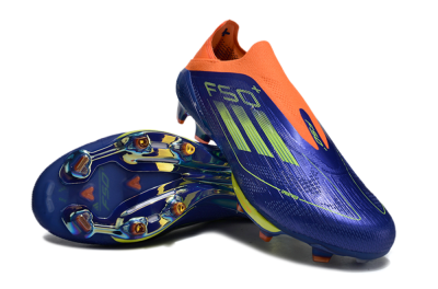 Adidas F50+ Elite Lightstrike Pro Laceless FG Firm Ground Soccer Cleats - Blue/Yellow/Orange