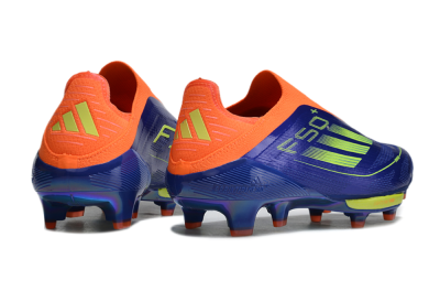 Adidas F50+ Elite Lightstrike Pro Laceless FG Firm Ground Soccer Cleats - Blue/Yellow/Orange