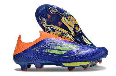 Adidas F50+ Elite Lightstrike Pro Laceless FG Firm Ground Soccer Cleats - Blue/Yellow/Orange