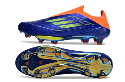 Adidas F50+ Elite Lightstrike Pro Laceless FG Firm Ground Soccer Cleats - Blue/Yellow/Orange