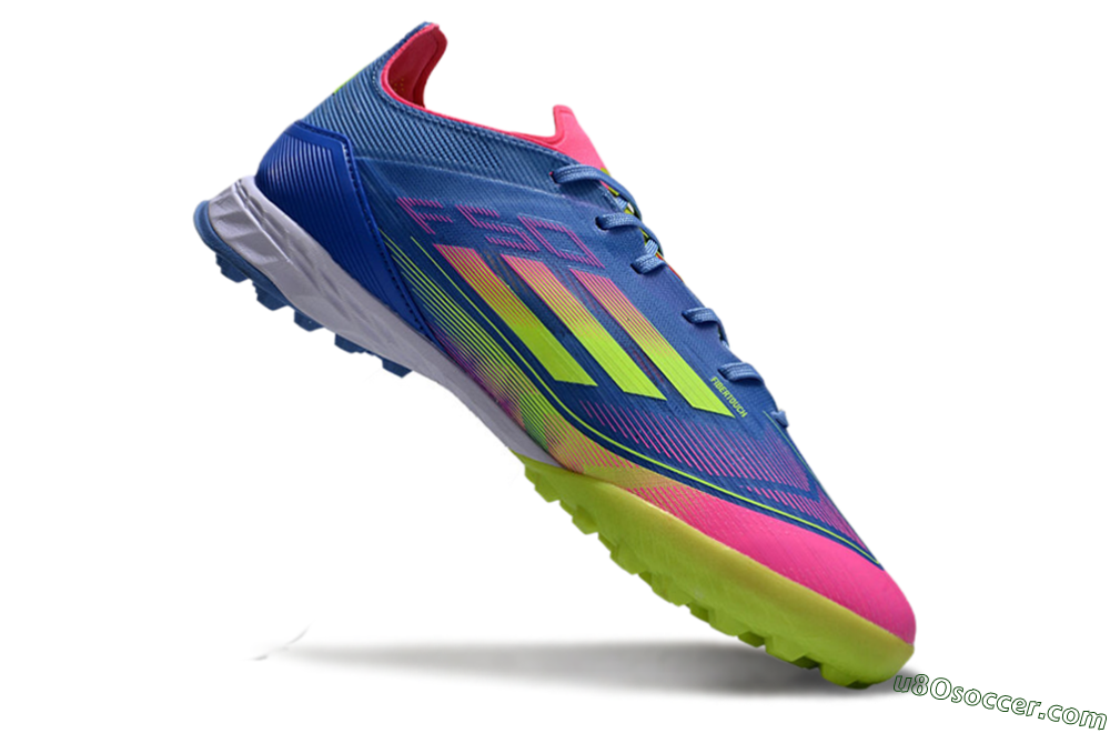 Adidas F50 Elite TF Artificial Turf Soccer Shoes - Blue/Pink/Yellow 4