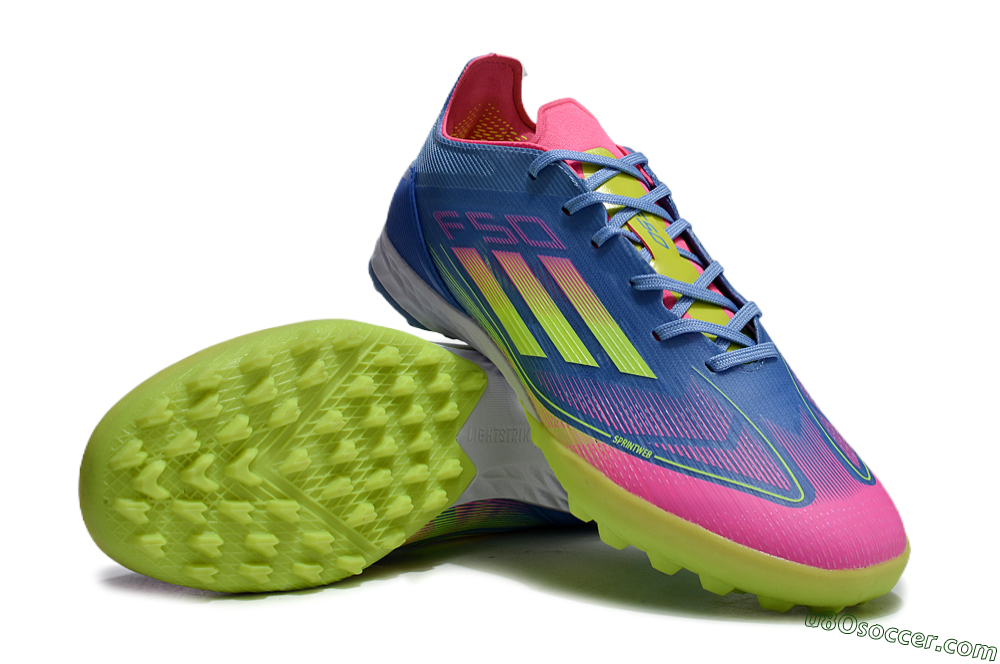 Adidas F50 Elite TF Artificial Turf Soccer Shoes - Blue/Pink/Yellow 3