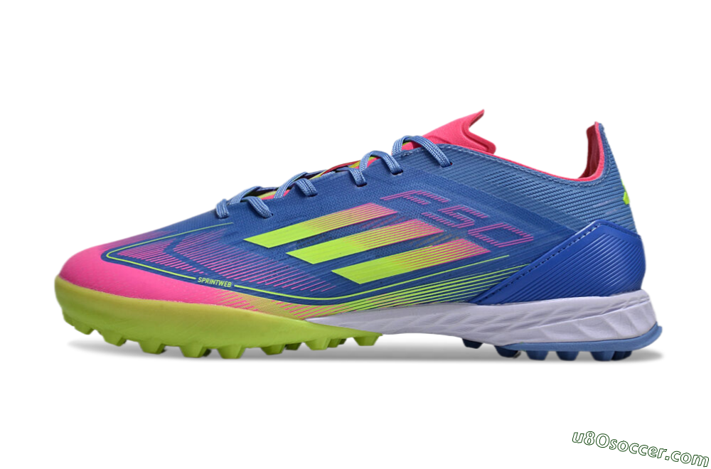 Adidas F50 Elite TF Artificial Turf Soccer Shoes - Blue/Pink/Yellow 2