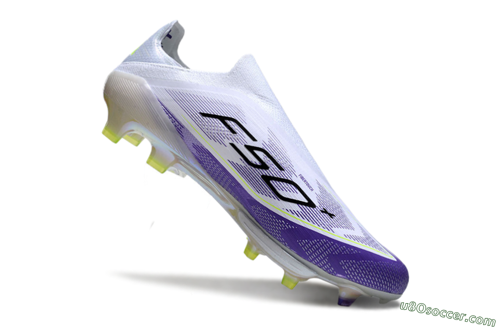 Adidas F50+ Elite Lightstrike Pro Laceless FG Firm Ground Soccer Cleats - White/Purple/Black 4