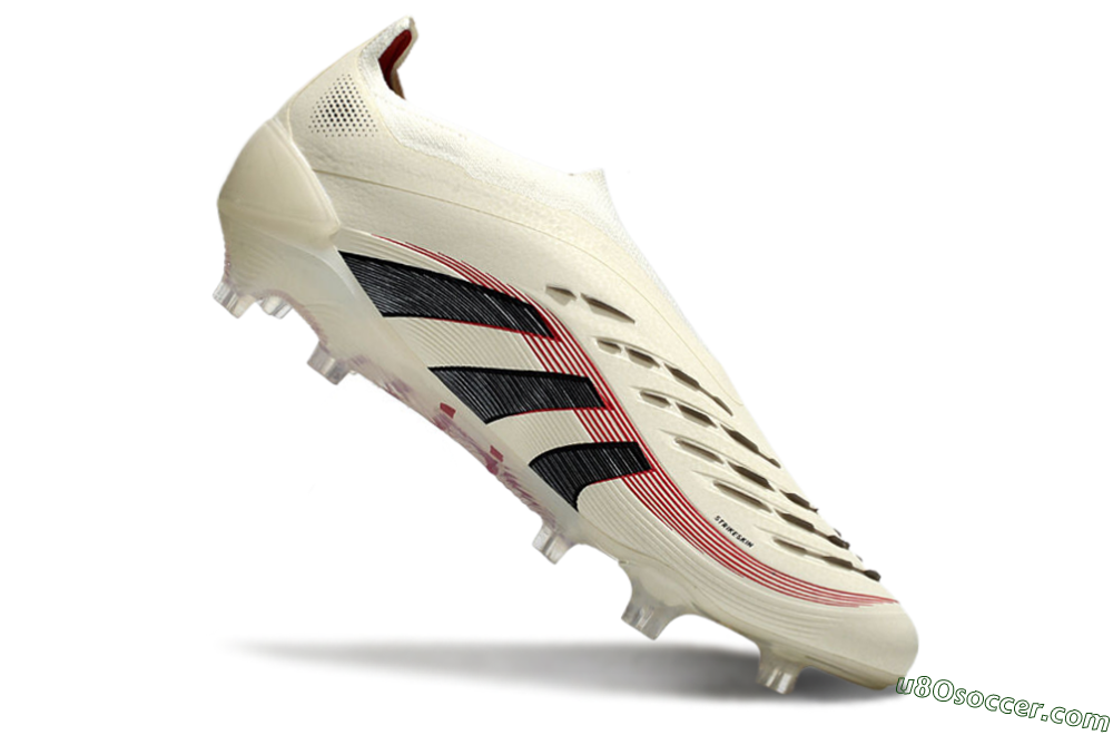 Adidas Predator Elite Laceless FG Firm Ground Soccer Cleats - Beige/Red/Black 4