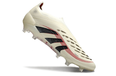 Adidas Predator Elite Laceless FG Firm Ground Soccer Cleats - Beige/Red/Black
