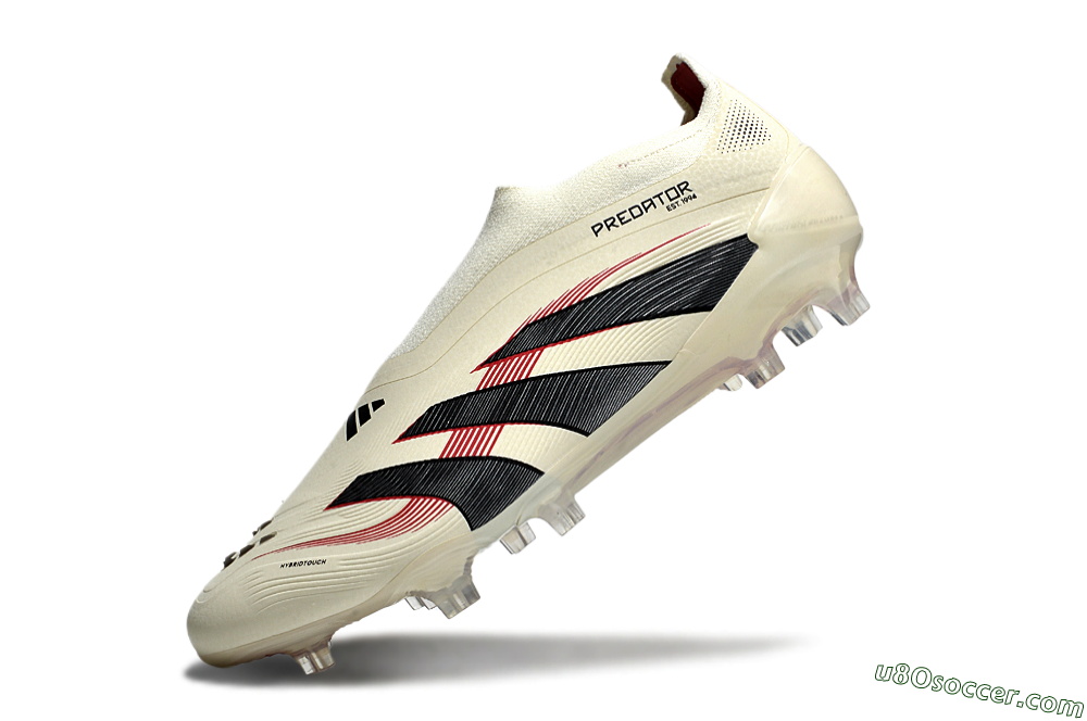 Adidas Predator Elite Laceless FG Firm Ground Soccer Cleats - Beige/Red/Black 5