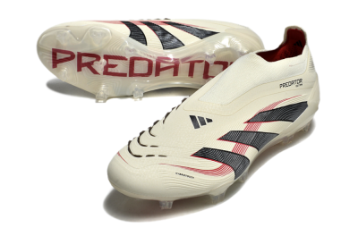 Adidas Predator Elite Laceless FG Firm Ground Soccer Cleats - Beige/Red/Black
