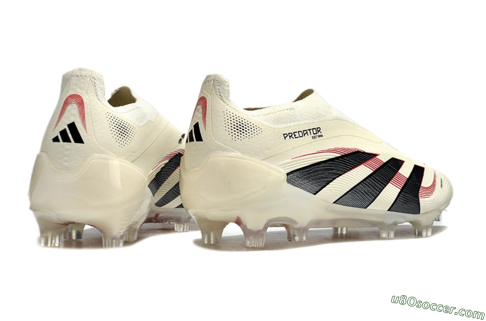 Adidas Predator Elite Laceless FG Firm Ground Soccer Cleats - Beige/Red/Black 6