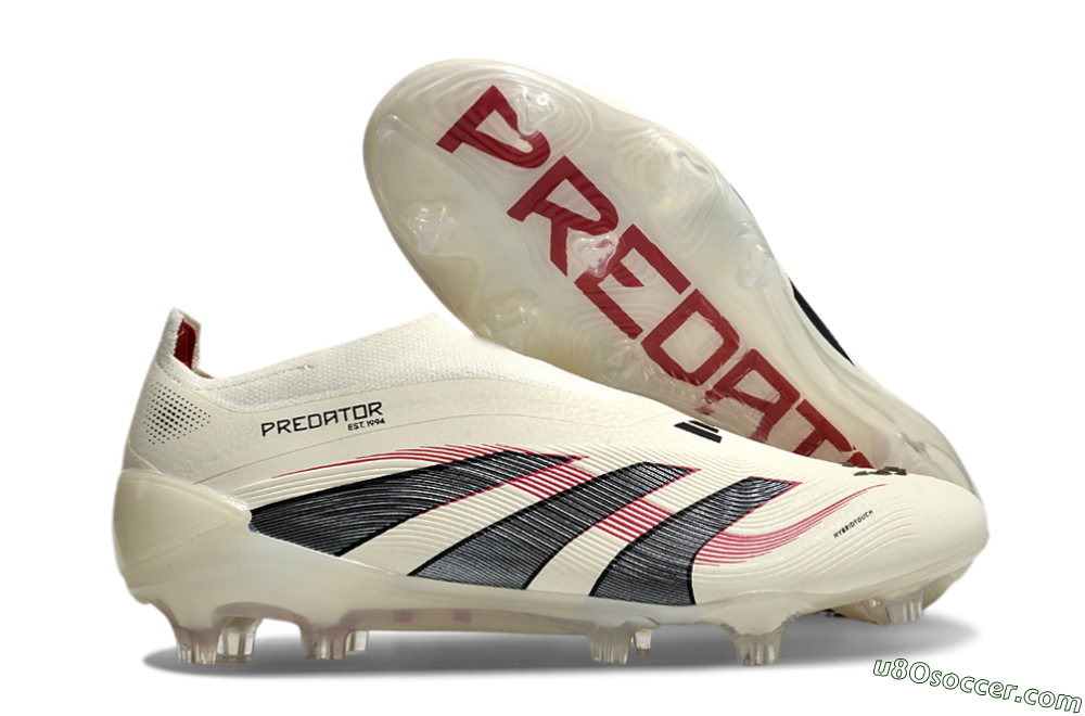 Adidas Predator Elite Laceless FG Firm Ground Soccer Cleats - Beige/Red/Black 1