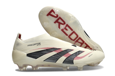 Adidas Predator Elite Laceless FG Firm Ground Soccer Cleats - Beige/Red/Black