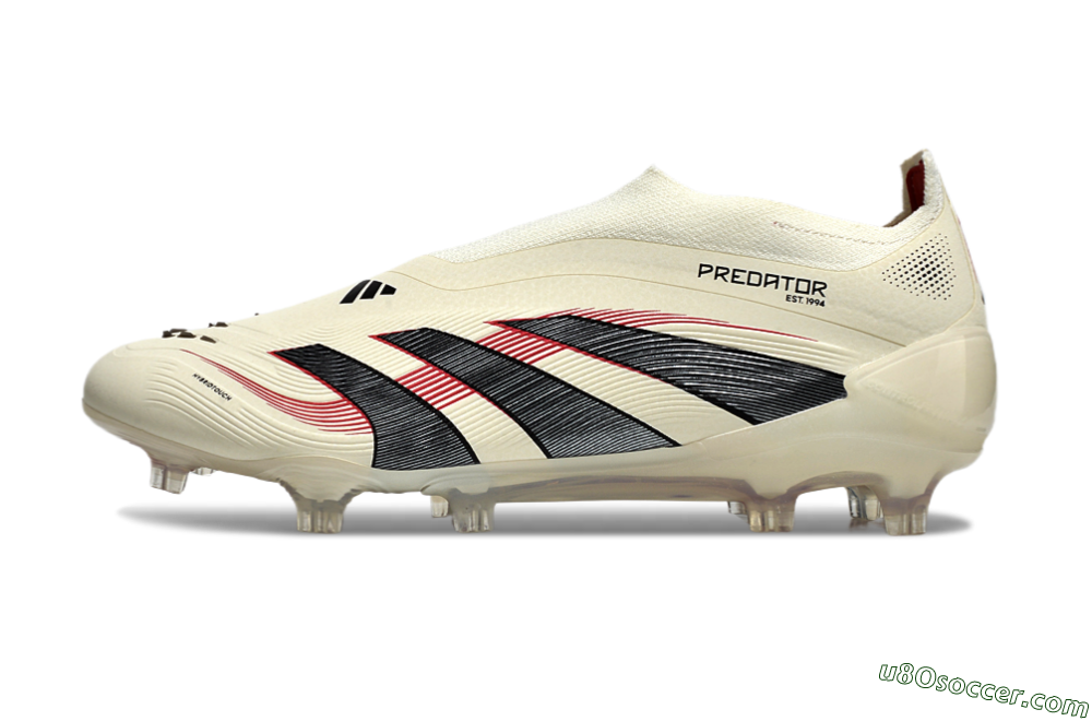 Adidas Predator Elite Laceless FG Firm Ground Soccer Cleats - Beige/Red/Black 2
