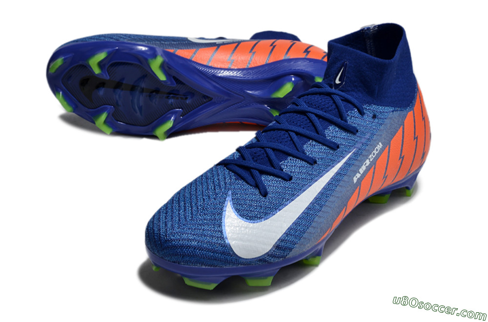 Nike Air Zoom Mercurial Superfly 10 Elite FG Firm Ground Soccer Cleats - Blue/White/Orange 3