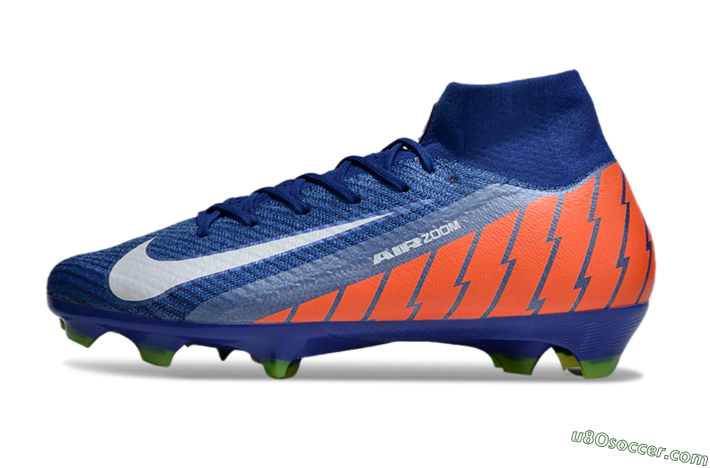 Nike Air Zoom Mercurial Superfly 10 Elite FG Firm Ground Soccer Cleats - Blue/White/Orange 2