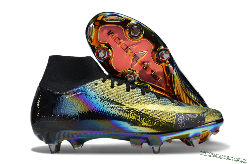 Nike Air Zoom Mercurial Superfly 10 Elite SG Soft Ground Soccer Cleats - Gold/Black/Blue 1