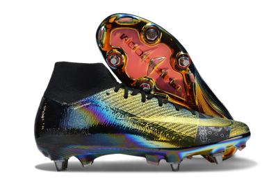 Nike Air Zoom Mercurial Superfly 10 Elite SG Soft Ground Soccer Cleats - Gold/Black/Blue