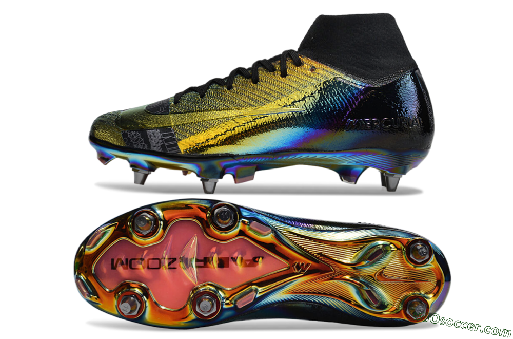 Nike Air Zoom Mercurial Superfly 10 Elite SG Soft Ground Soccer Cleats - Gold/Black/Blue 0