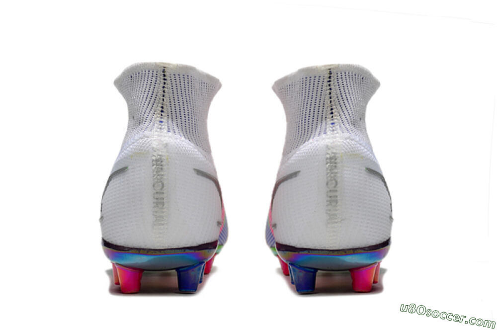 Nike Mercurial Superfly 8 Elite AG Artificial Grass Soccer Cleats - White/Pink/Blue/Yellow 5