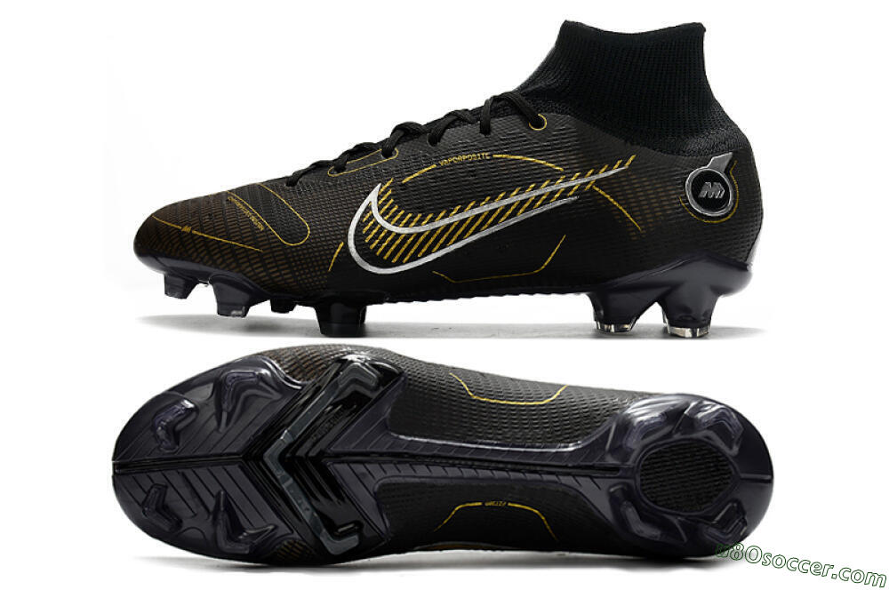 Nike Mercurial Superfly 8 Elite FG Firm Ground Soccer Cleats - Black/Gold/Silver 0