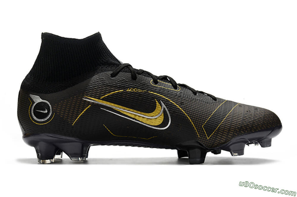 Nike Mercurial Superfly 8 Elite FG Firm Ground Soccer Cleats - Black/Gold/Silver 7