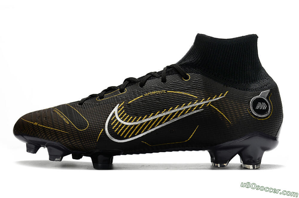 Nike Mercurial Superfly 8 Elite FG Firm Ground Soccer Cleats - Black/Gold/Silver 2