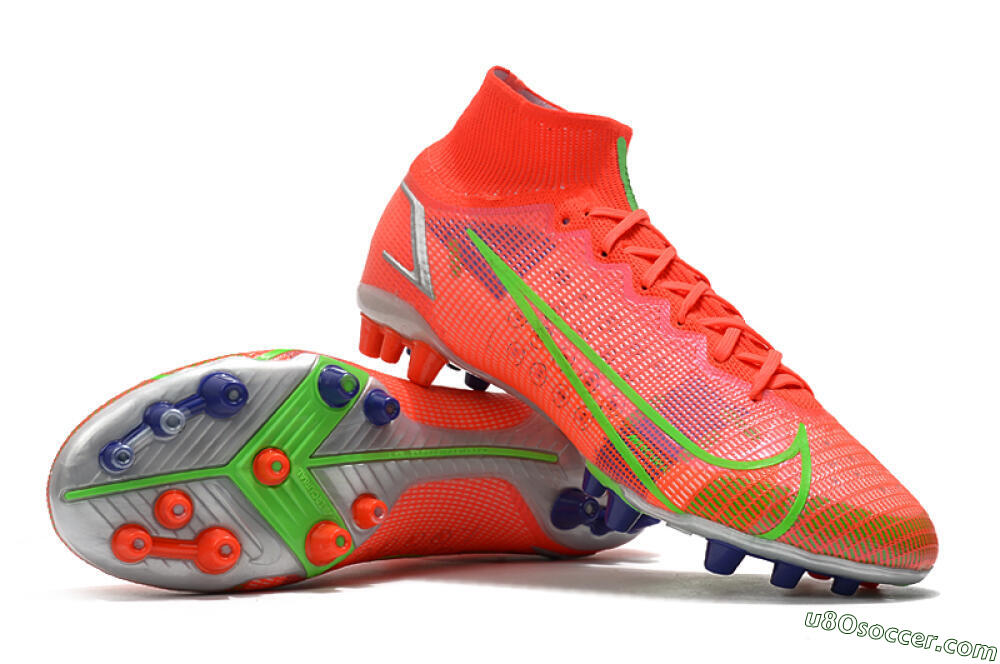 Nike Mercurial Superfly 8 Elite AG Artificial Grass Soccer Cleats - Red/Yellow/Silver 3