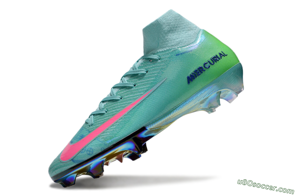 Nike Air Zoom Mercurial Superfly 10 Elite FG Firm Ground Soccer Cleats - Jade/Pink/Yellow 4