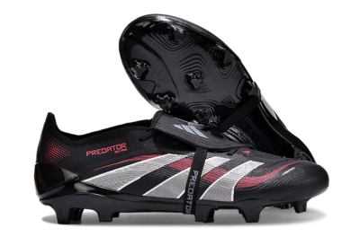 Adidas Predator Elite Foldover Tongue 2025 Stealth Victory FG Firm Ground Soccer Cleats - Black/White/Red
