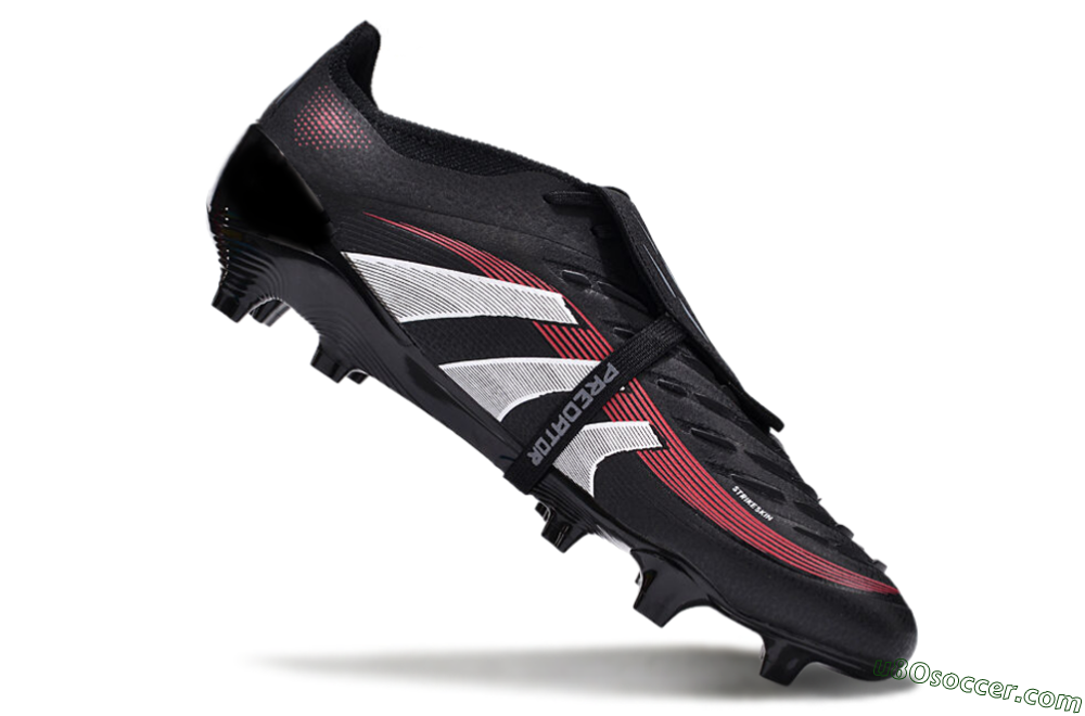 Adidas Predator Elite Foldover Tongue 2025 Stealth Victory FG Firm Ground Soccer Cleats - Black/White/Red 4