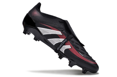 Adidas Predator Elite Foldover Tongue 2025 Stealth Victory FG Firm Ground Soccer Cleats - Black/White/Red