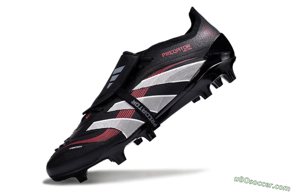 Adidas Predator Elite Foldover Tongue 2025 Stealth Victory FG Firm Ground Soccer Cleats - Black/White/Red 5