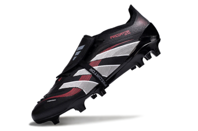 Adidas Predator Elite Foldover Tongue 2025 Stealth Victory FG Firm Ground Soccer Cleats - Black/White/Red