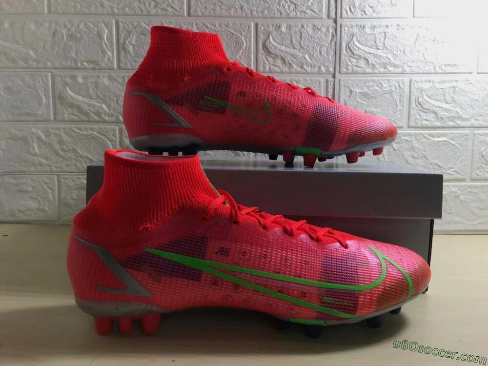 Nike Mercurial Superfly 8 Elite AG Artificial Grass Soccer Cleats - Red/Yellow/Silver