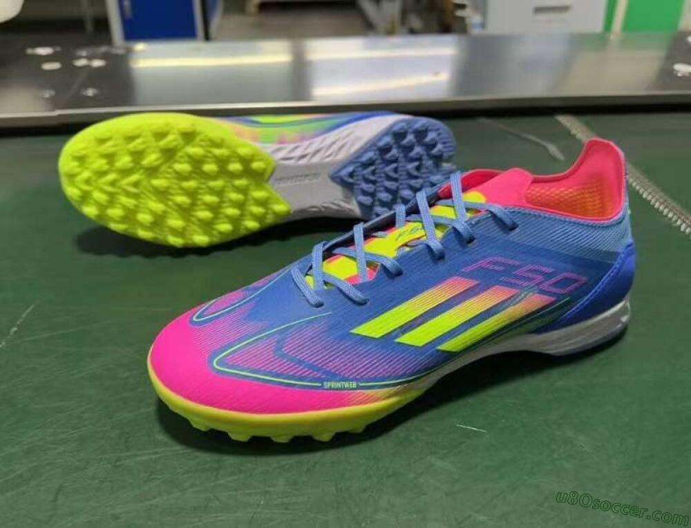Adidas F50 Elite TF Artificial Turf Soccer Shoes - Blue/Pink/Yellow
