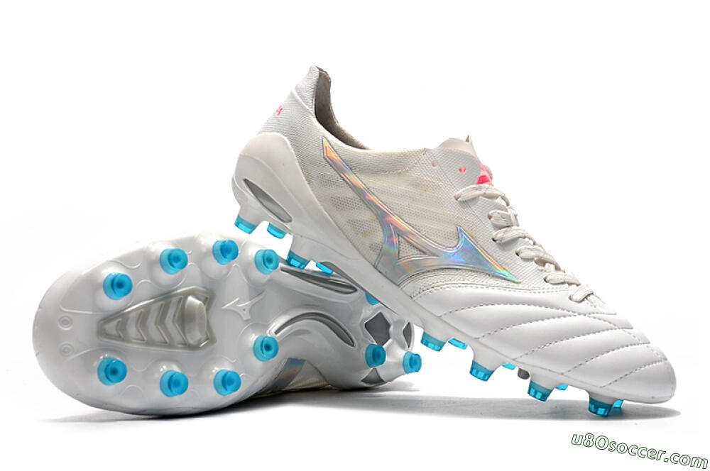Mizuno Morelia Neo 2 FG Firm Ground Soccer Cleats - White/Silver/Blue 4