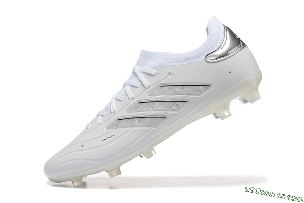 Adidas Copa Pure 2+ FG Firm Ground Soccer Cleats - White/Silver/Black 8