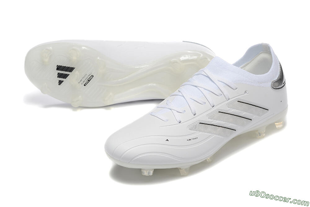 Adidas Copa Pure 2+ FG Firm Ground Soccer Cleats - White/Silver/Black 3