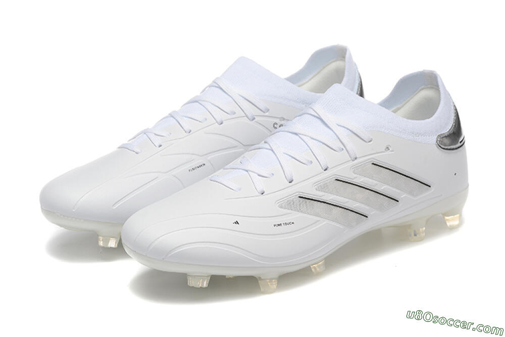 Adidas Copa Pure 2+ FG Firm Ground Soccer Cleats - White/Silver/Black 5